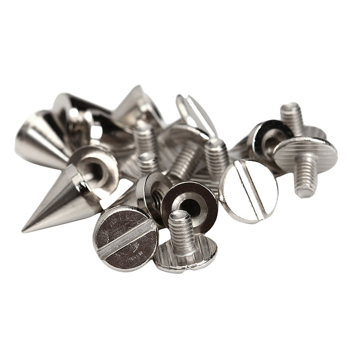 Crofta 10 Sets Cone Screwback Spikes Studs 10mm Silver