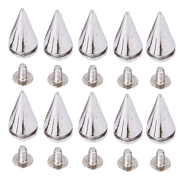 Crofta 10 Sets Cone Screwback Spikes Studs 19mm Silver