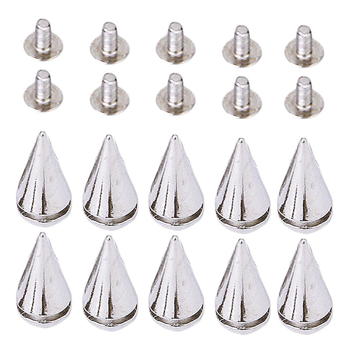 Crofta 10 Sets Cone Screwback Spikes Studs 19mm Silver