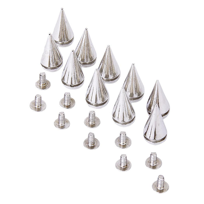 Crofta 10 Sets Cone Screwback Spikes Studs 19mm Silver