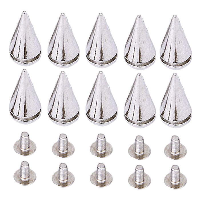 Crofta 10 Sets Cone Screwback Spikes Studs 19mm Silver