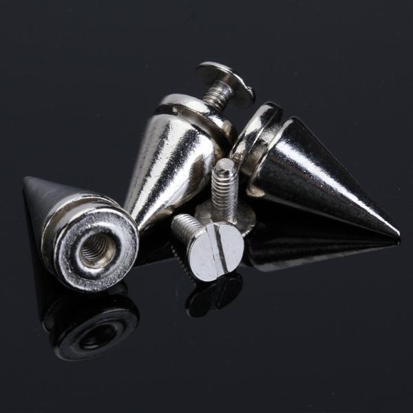 Crofta 10 Sets Cone Screwback Spikes Studs 19mm Silver