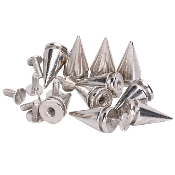 Crofta 10 Sets Cone Screwback Spikes Studs 19mm Silver