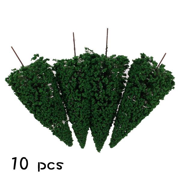 Crofta 10pcs Dark Green Scenery Landscape Model Cedar Trees 12cm