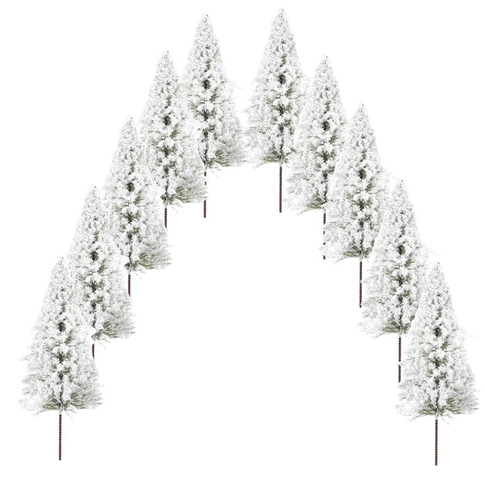 Crofta 10pcs White Scenery Landscape Model Cedar Trees 12cm