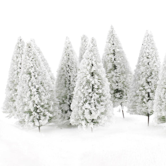 Crofta 10pcs White Scenery Landscape Model Cedar Trees 12cm