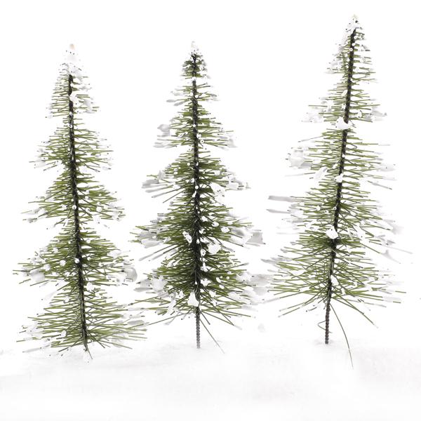 Crofta 10pcs White Green Scenery Landscape Model Cedar Trees 11cm