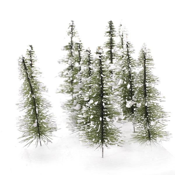 Crofta 10pcs White Green Scenery Landscape Model Cedar Trees 11cm