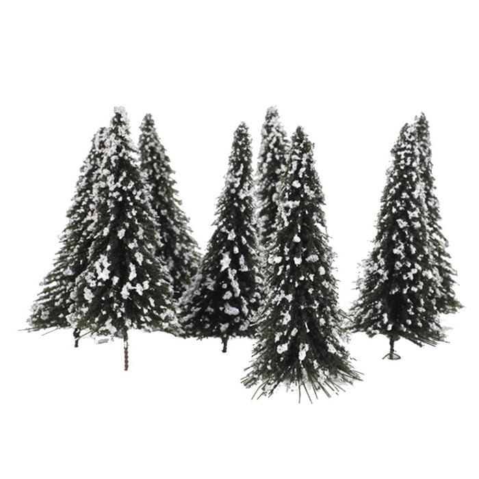 Crofta 10pcs White Dark Green Scenery Landscape Model Cedar Trees 12cm