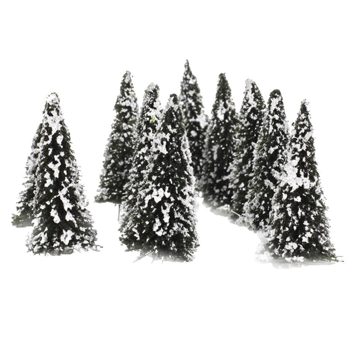 Crofta 10pcs White Dark Green Scenery Landscape Model Cedar Trees 8cm