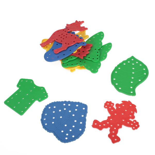 Crofta 12pcs Children Educational Threading Toy Various Shapes w/ Strings