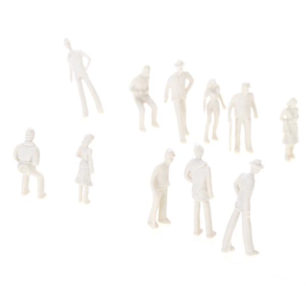 Crofta 100 Lot Assorted Unpainted DIY Model Train People Figure Bus Station Layout 1:75