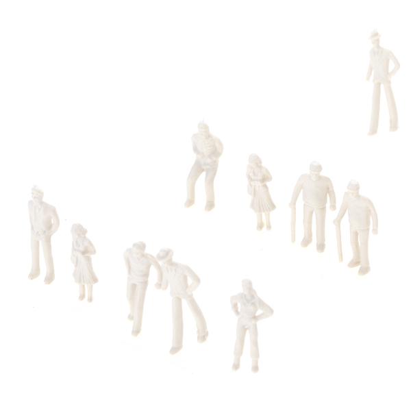 Crofta 100 Lot Assorted Unpainted DIY Model Train People Figure Bus Station Layout 1:75