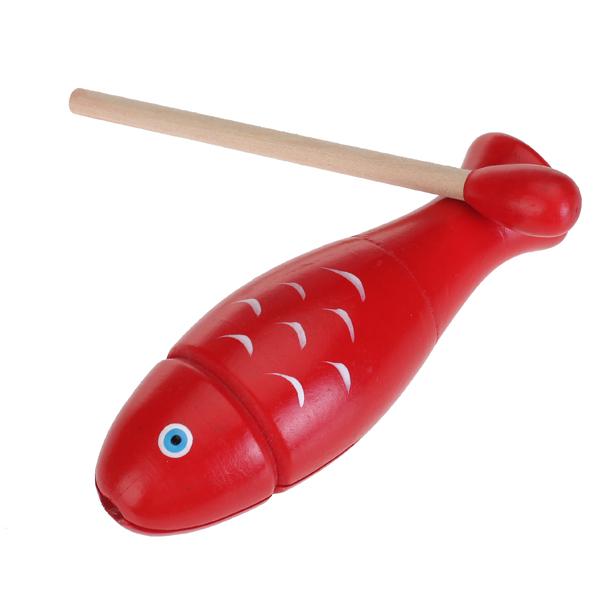 Crofta Wooden Red Fish Percussion Instrument for Kids Educational Toy