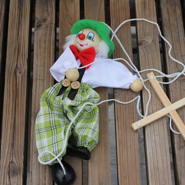 Crofta 1pcs Wooden Clown Marionette Puppet Toy for Kids