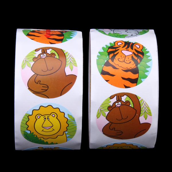 Crofta 2 Rolls of Animal Theme Round Paper Stickers for Kid Scrapbook Decoration