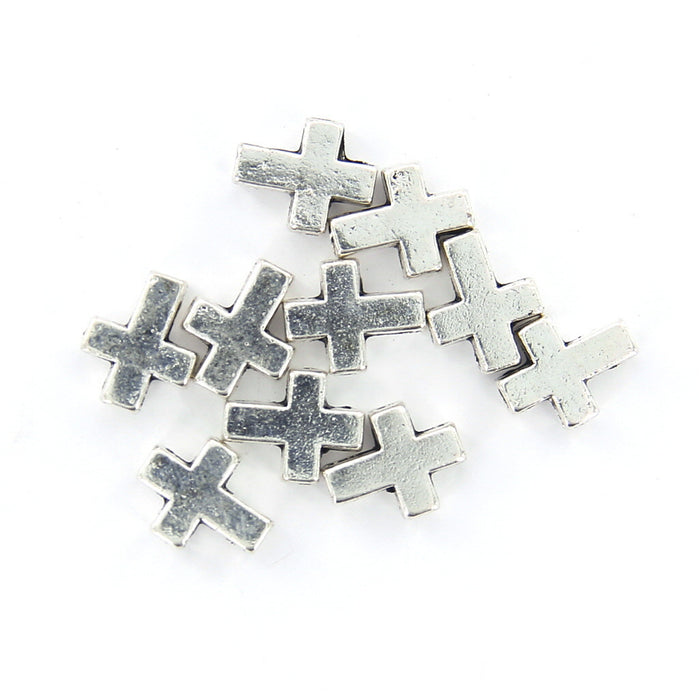 Crofta 10pcs Antique Silver Zine-alloy Cross Beads DIY Craft