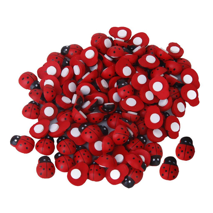 Crofta 100 Pcs Small Wooden Beetle Sponge Sticker Ladybug Sticker