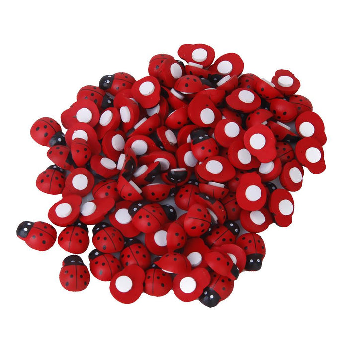 Crofta 100 Pcs Small Wooden Beetle Sponge Sticker Ladybug Sticker