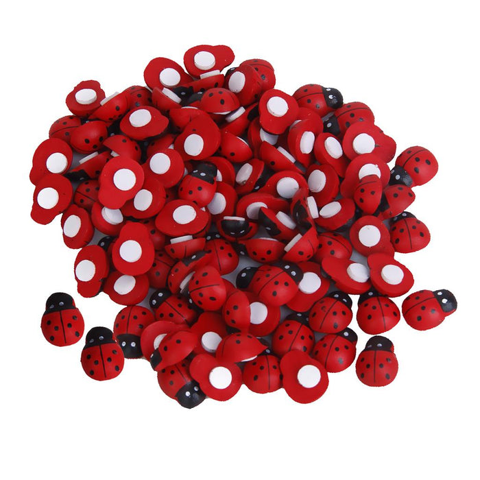 Crofta 100 Pcs Small Wooden Beetle Sponge Sticker Ladybug Sticker