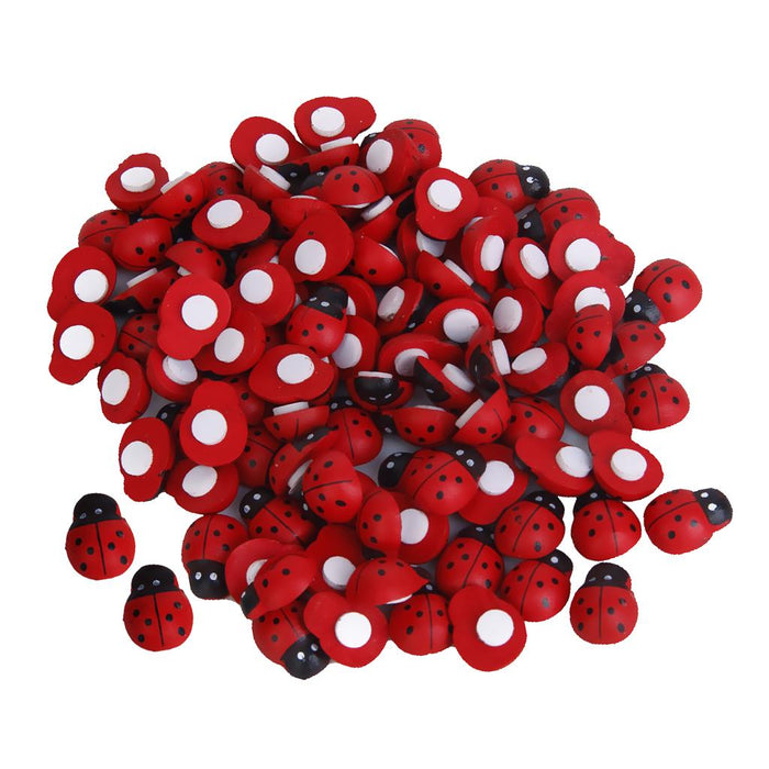 Crofta 100 Pcs Small Wooden Beetle Sponge Sticker Ladybug Sticker