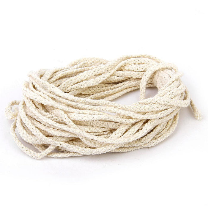 Crofta 11yds 5mm Soft Braided Cotton Rope Piping Cord Multi Craft Sewing DIY Use Beige Natural Pack of 2PCS