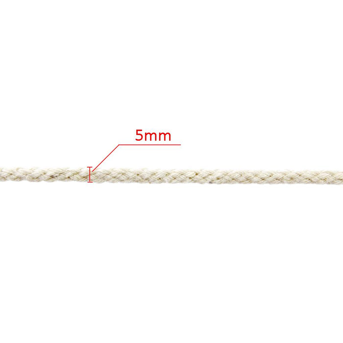 Crofta 1Pc 30M 3mm Natural Cotton Rope Cord String + 1pc 10M 5mm Cotton Rope Cord