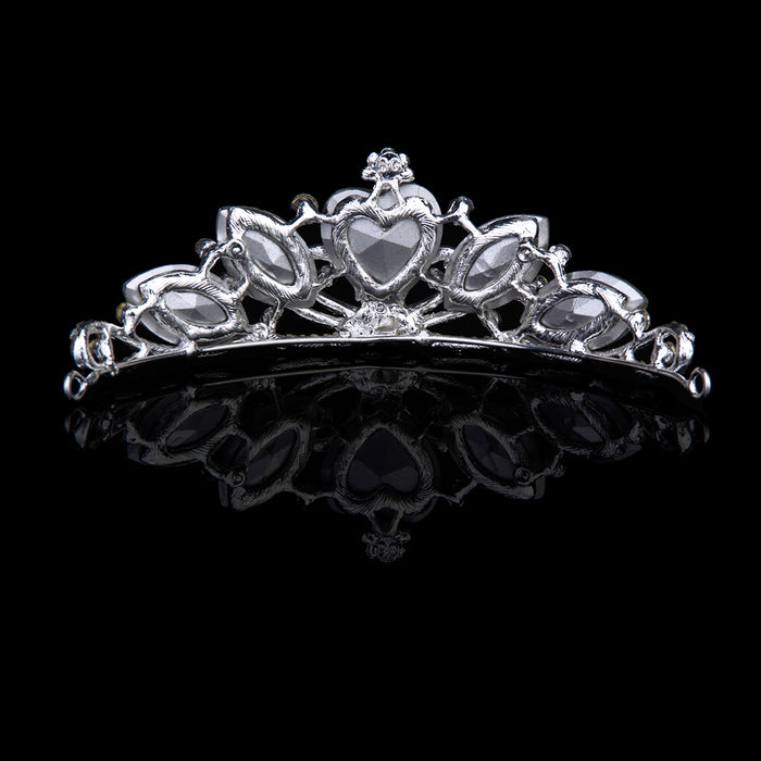 Crofta Women Girls Ladies Fashionable Large Crystal Flower Rhinestone Crown Headband Tiara Wedding Bridal Engagement Party Supplies