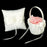 Crofta Pearl Bowknot Wedding Party Guest Book and Pen Ring Pillow Flower Basket Set