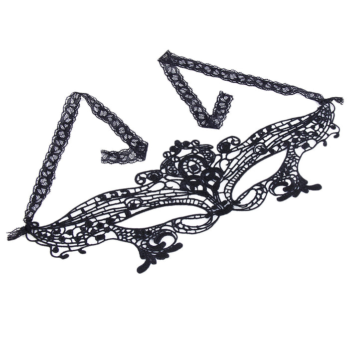 Crofta Gorgeous Venetian Black Lace Eye Mask Masquerade Fancy Dress Party Mask