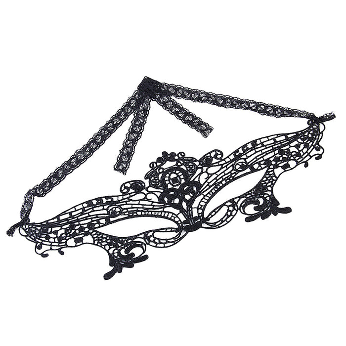 Crofta Gorgeous Venetian Black Lace Eye Mask Masquerade Fancy Dress Party Mask