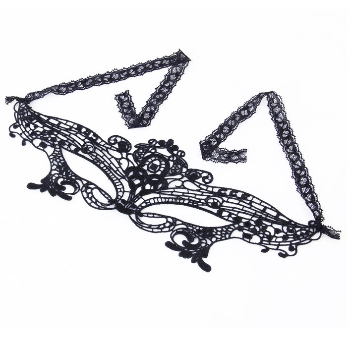 Crofta Gorgeous Venetian Black Lace Eye Mask Masquerade Fancy Dress Party Mask