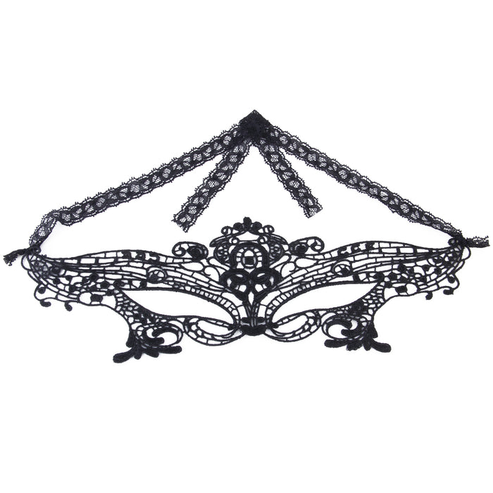 Crofta Gorgeous Venetian Black Lace Eye Mask Masquerade Fancy Dress Party Mask