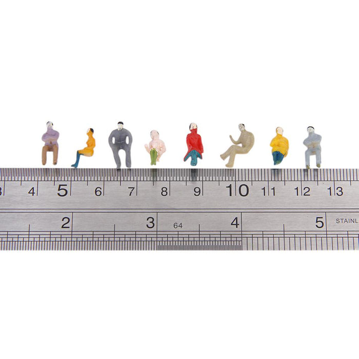 Crofta 100pcs Painted Model Train Seated People Passengers Figures 1:100 TT Scale