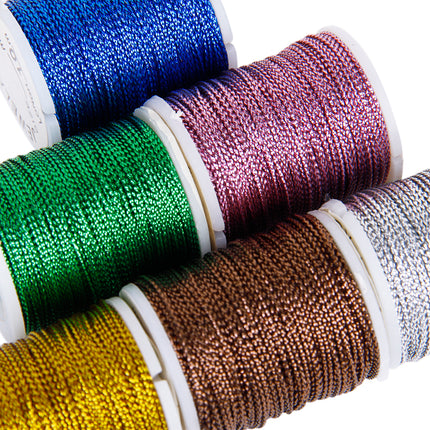 Crofta 10 Rolls Mixed Color Multifunctional String Metallic Jewelry Cord Card Braid 0.5mm