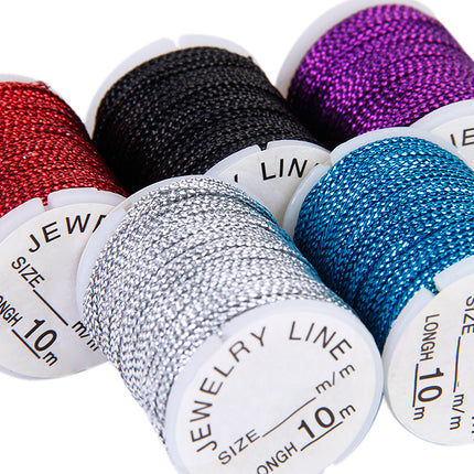 Crofta 10 Rolls Mixed Color Multifunctional String Metallic Jewelry Cord Card Braid 0.5mm