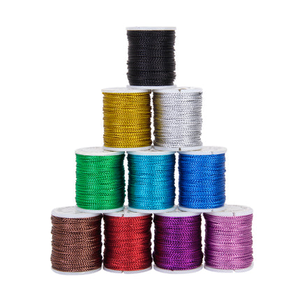 Crofta 10 Rolls Mixed Color Multifunctional String Metallic Jewelry Cord Card Braid 0.5mm