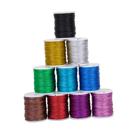 Crofta 10 Rolls Mixed Color Multifunctional String Metallic Jewelry Cord Card Braid 0.5mm