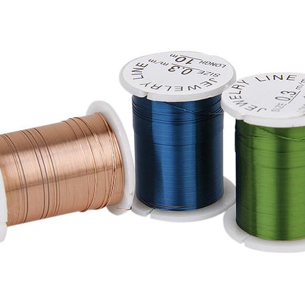 Crofta 10 Rolls Mixed Color Copper Wire Beading Thread String Cord 0.3mm DIY Jewellery Making