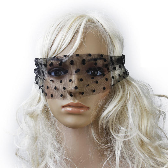 Crofta Women's Sexy Black Polka Dots Lace Eye Mask Costume Party Fancy Eye Face Mask