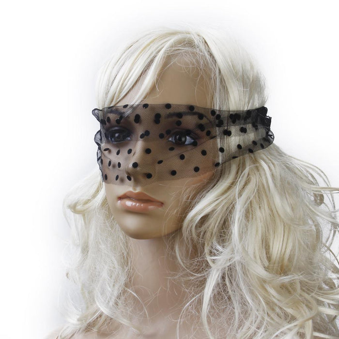 Crofta Women's Sexy Black Polka Dots Lace Eye Mask Costume Party Fancy Eye Face Mask