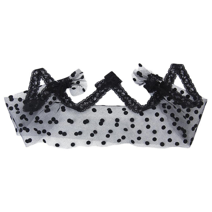 Crofta Women's Sexy Black Polka Dots Lace Eye Mask Costume Party Fancy Eye Face Mask