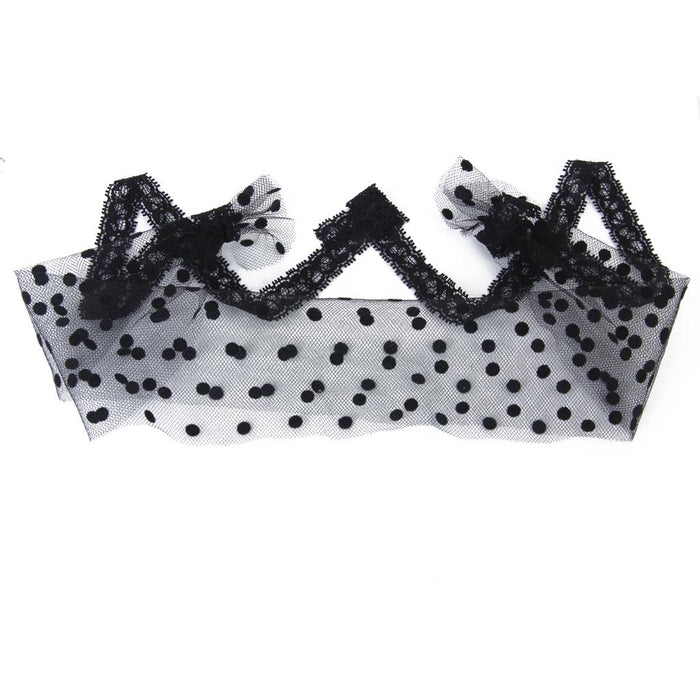 Crofta Women's Sexy Black Polka Dots Lace Eye Mask Costume Party Fancy Eye Face Mask