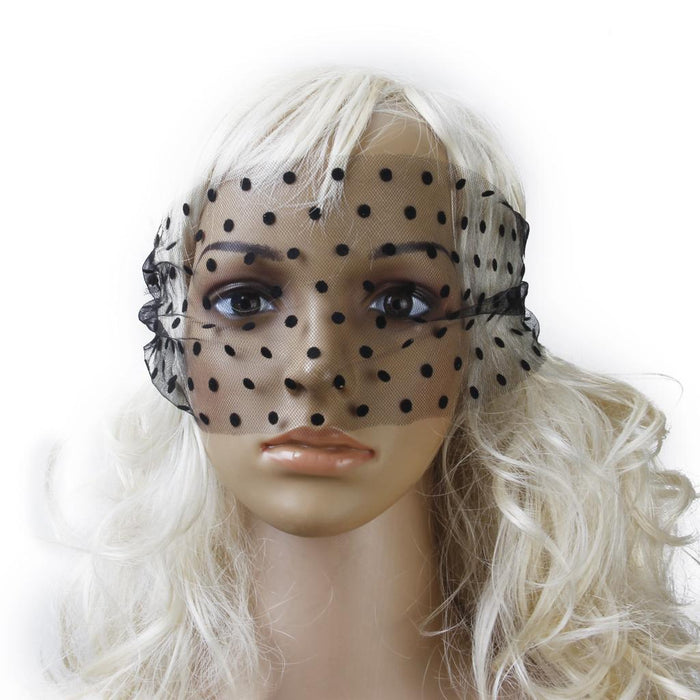 Crofta Women's Sexy Black Polka Dots Lace Eye Mask Costume Party Fancy Eye Face Mask