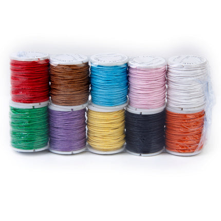 Crofta 10 Rolls Mixed Color Waxed Cotton Cord String Beading Thread 1mm