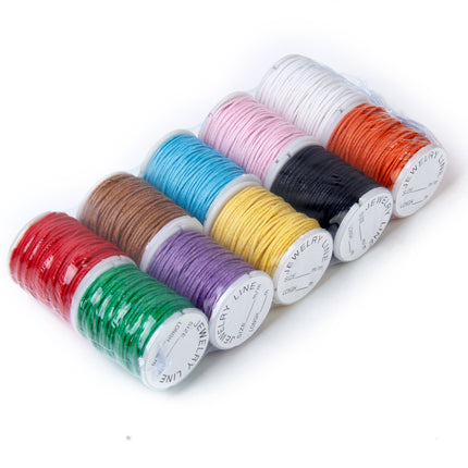 Crofta 10 Rolls Mixed Color Waxed Cotton Cord String Beading Thread 1mm