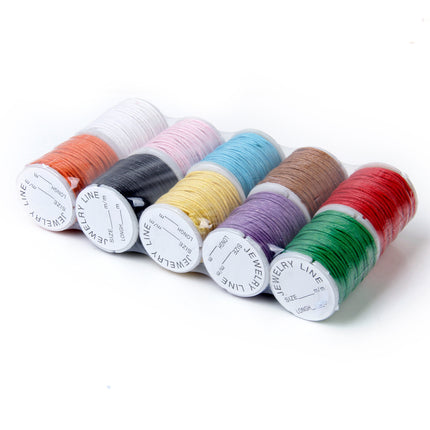 Crofta 10 Rolls Mixed Color Waxed Cotton Cord String Beading Thread 1mm