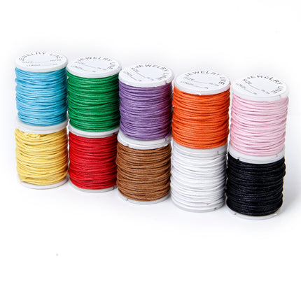 Crofta 10 Rolls Mixed Color Waxed Cotton Cord String Beading Thread 1mm