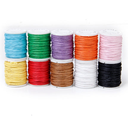 Crofta 10 Rolls Mixed Color Waxed Cotton Cord String Beading Thread 1mm