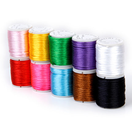 Crofta 10 Rolls Mixed Color Nylon Cord Beading Thread String 2mm DIY Jewellery Making